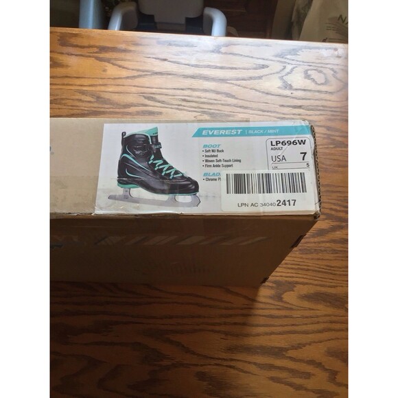 Lake Placid Everest Women's Ice Skate Black/Mint 7 - Picture 2 of 12